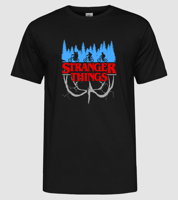 Stranger things színezhető minta fekete pólón