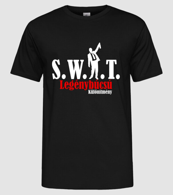 SWAT legénybúcsú minta fekete pólón