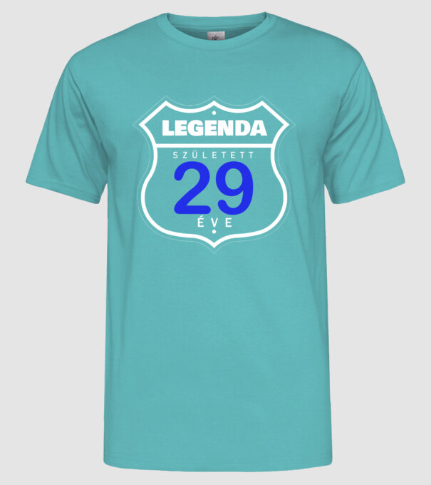legenda született 29 éve színezhető minta türkiz pólón