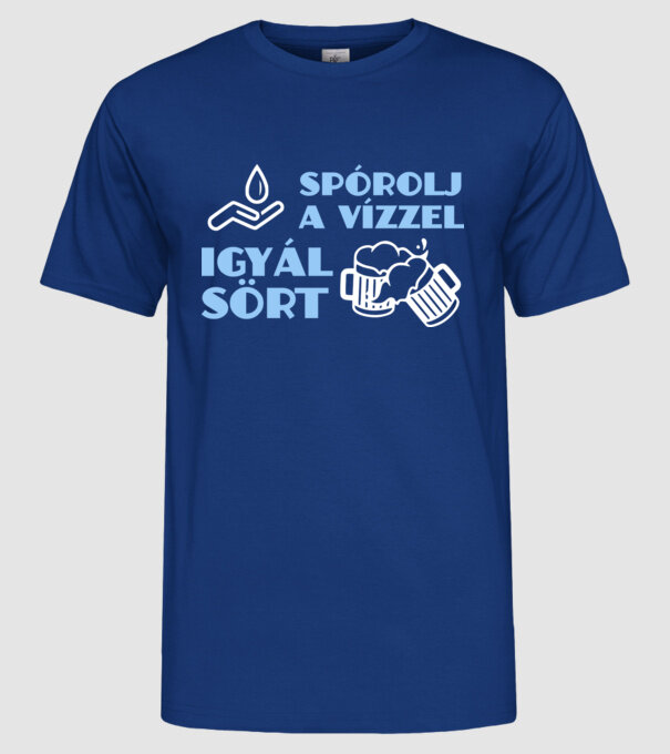 Spórolj a vízzel színezhető minta királykék pólón