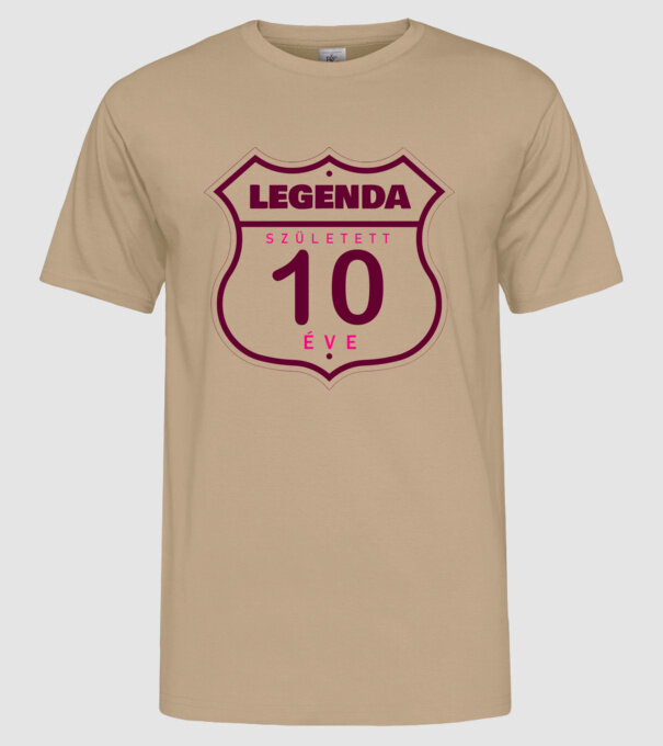 Legenda született 10 éve színezhető minta homokszín pólón