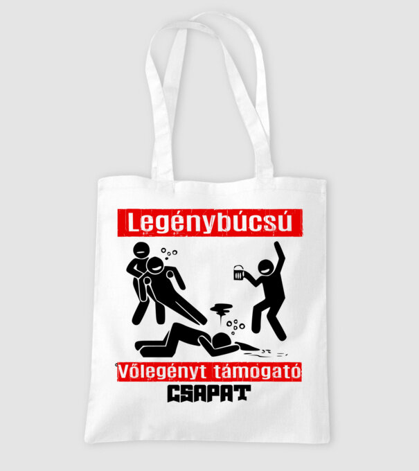 Legénybúcsú vőlegényt támogató csapat minta fehér pólón