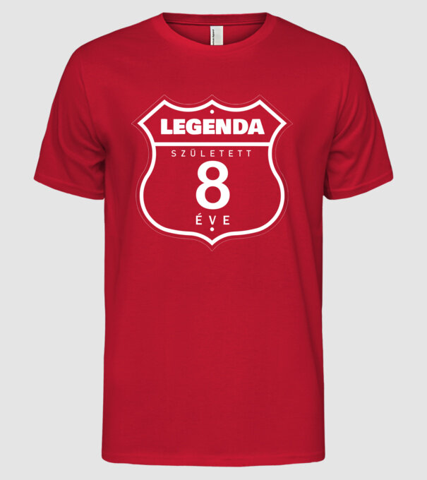 Legenda született 8 éve színezhető minta piros pólón
