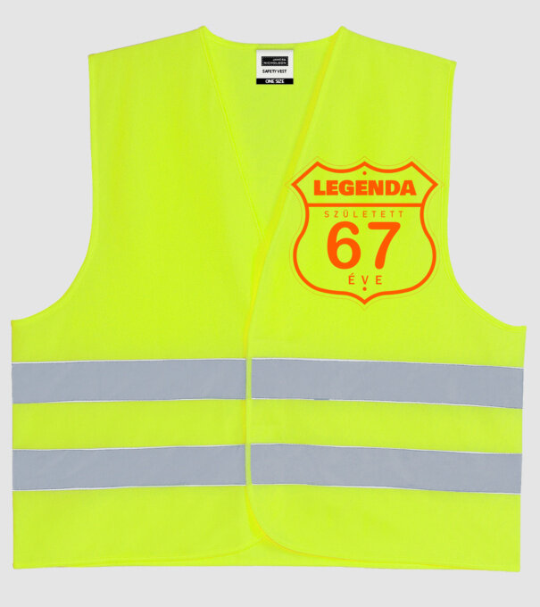 route58Legenda született 67 éve színezhető minta neonsárga pólón