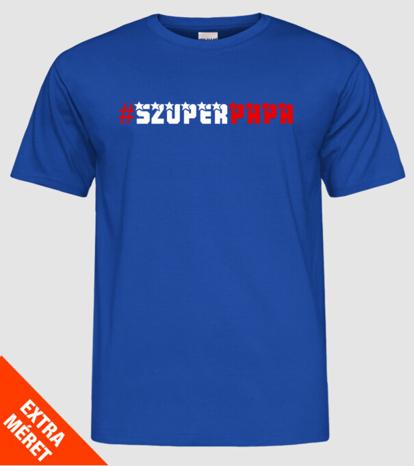 Hashtag szuper papa színezhető minta királykék pólón