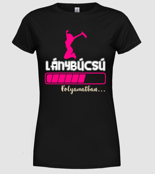 Színezhető lánybúcsú folyamatban minta fekete pólón