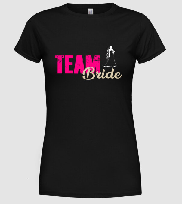 Team Bride színezhető minta fekete pólón