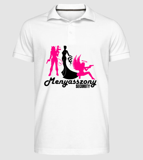 Menyasszony security minta fehér pólón