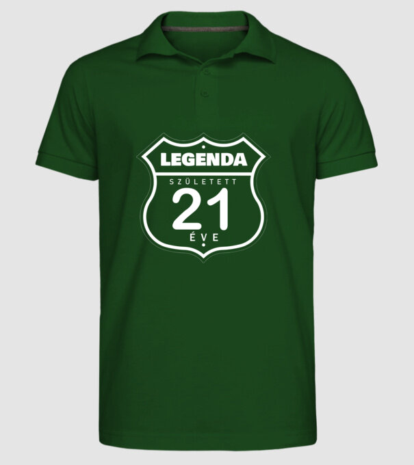 legenda született 21 éve színezhető minta sötétzöld pólón