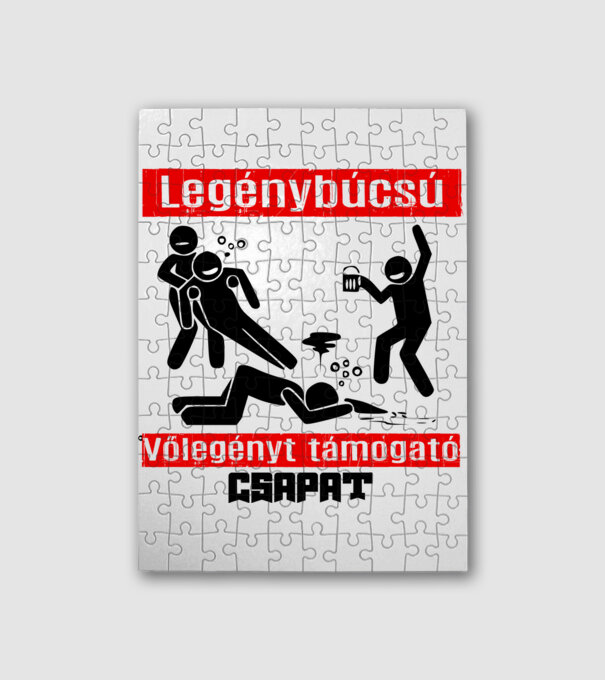 Legénybúcsú vőlegényt támogató csapat minta fehér pólón