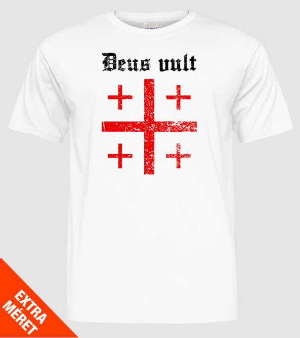 Deus vult minta fehér pólón