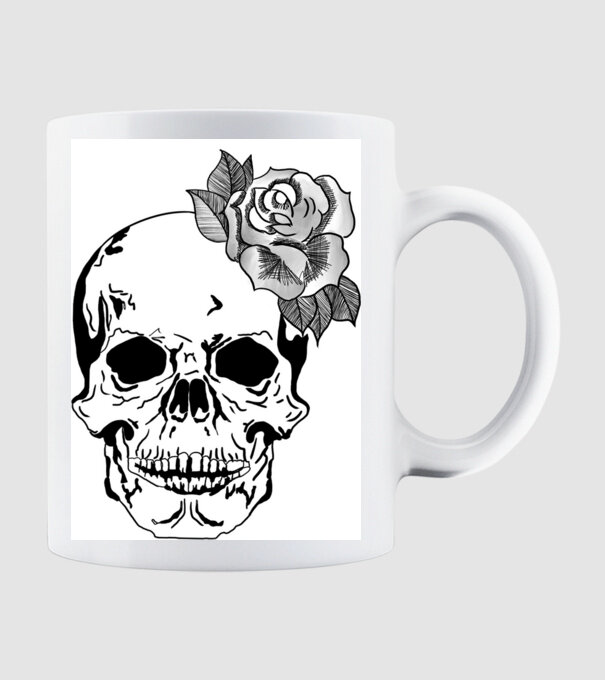 Skull Flower minta fehér pólón