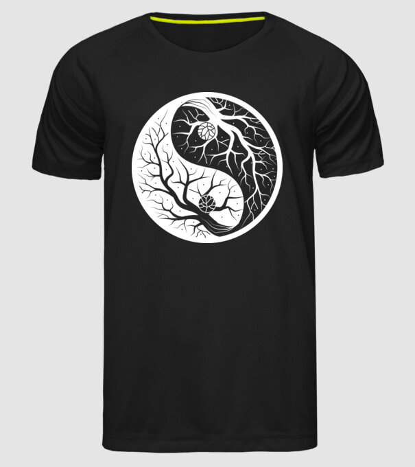 Jin Jang yin yang fa színezhető minta fekete pólón