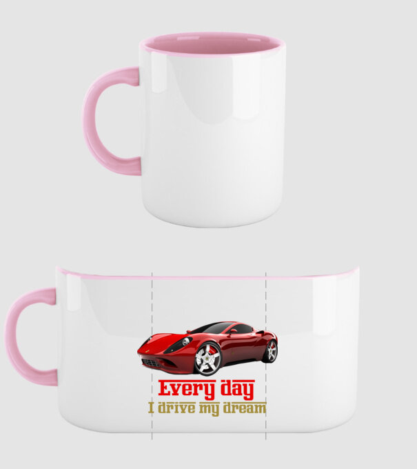 Ferrari autó színezhető felirattal minta világos rózsaszín pólón