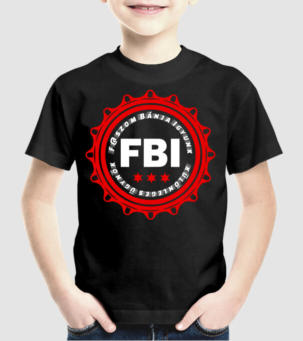 Színezhető felirat FBI Faszom Bánja Igyunk minta fekete pólón