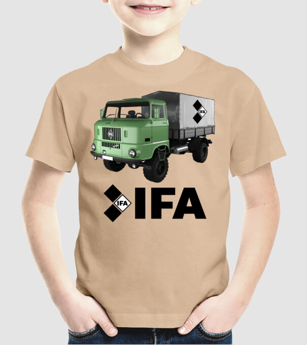 IFA teherautó színezhető IFA logóval minta homokszín pólón