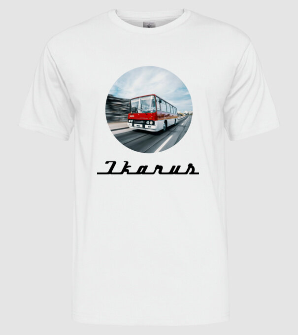 Ikarus 255 színezhető felirat minta fehér pólón