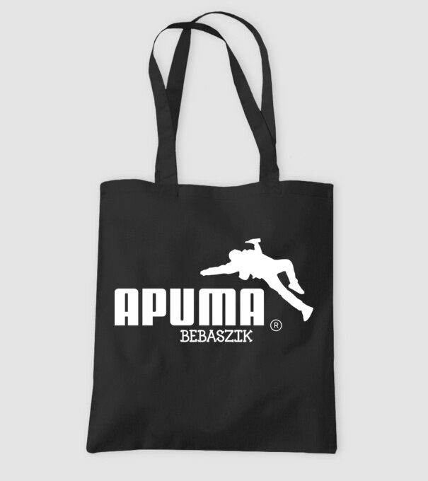 Apuma bebaszik vicces Puma márkaparódia legénybúcsúra minta fekete pólón