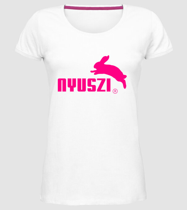 színezhető ugró nyuszi minta fehér pólón