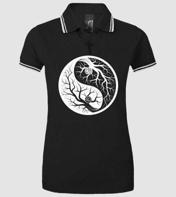Jin Jang yin yang fa színezhető minta fekete pólón