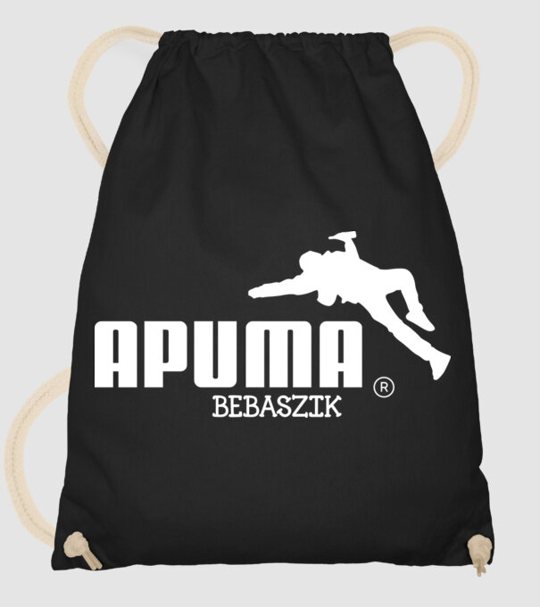 Apuma bebaszik vicces Puma márkaparódia legénybúcsúra minta fekete pólón