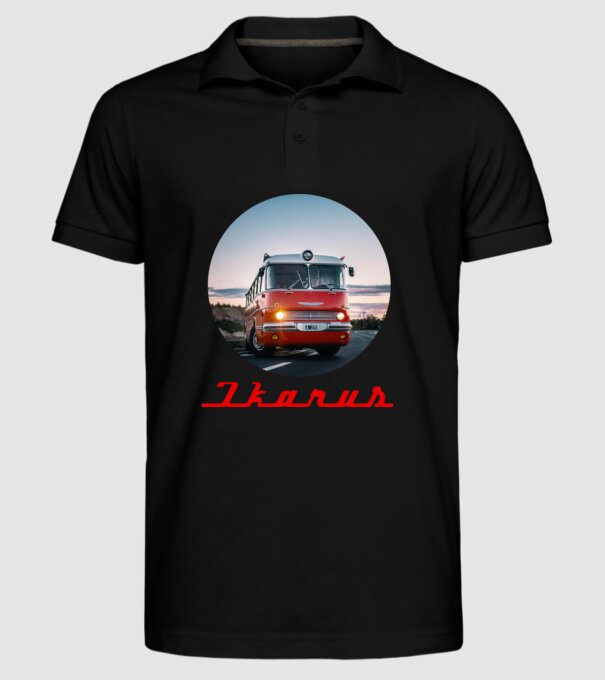 Ikarus 55 Lux színezhető felirat minta fekete pólón