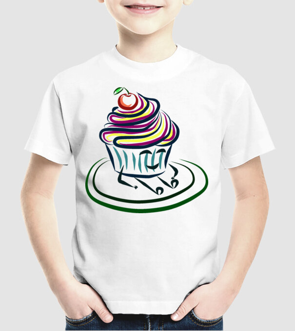 muffin minta fehér pólón