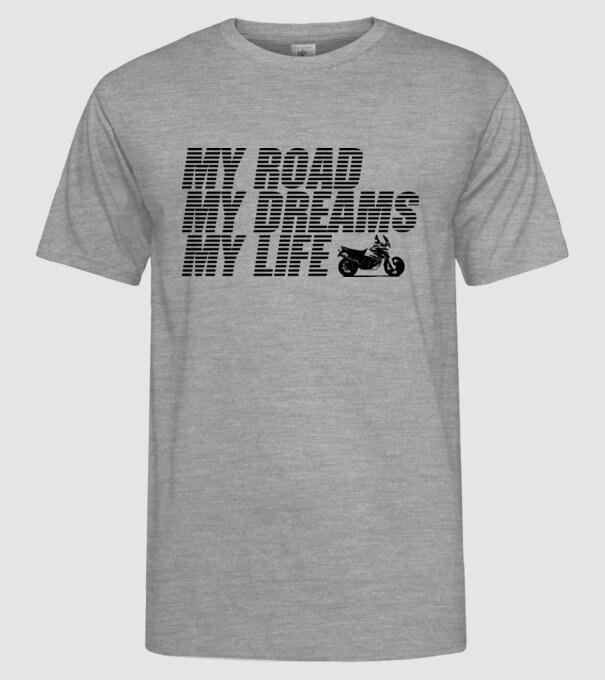 MY ROAD minta szürke pólón