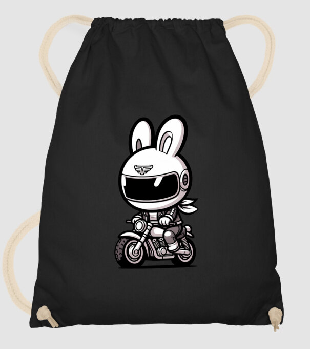 Motoros Nyúl minta fekete pólón