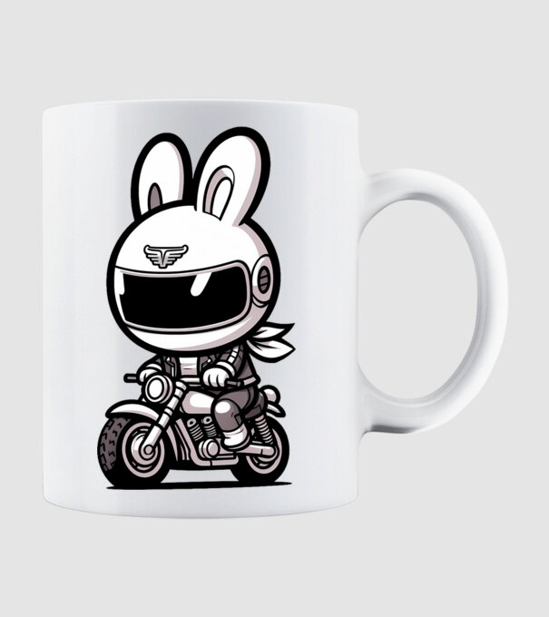 Motoros Nyúl minta fehér pólón