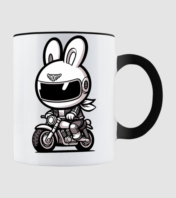 Motoros Nyúl minta fekete pólón