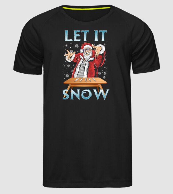 Let it Snow Mikulás minta fekete pólón
