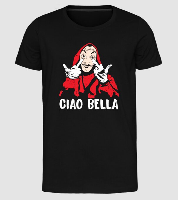 La Casa De Papel ciao bella minta fekete pólón