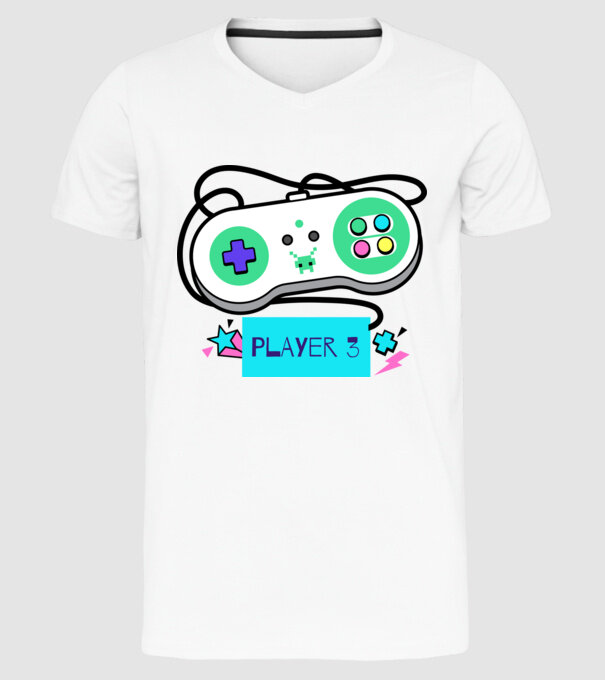Video games Player 3 minta fehér pólón