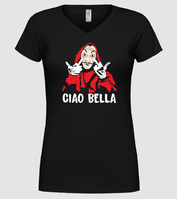 La Casa De Papel ciao bella minta fekete pólón