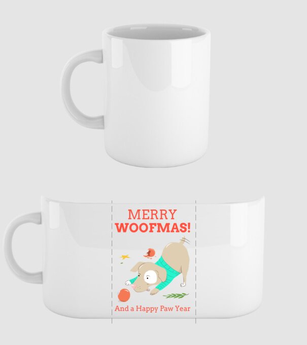 Merry Woofmas and a Happy Paw Year minta fehér pólón