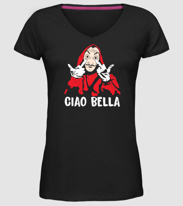La Casa De Papel ciao bella minta fekete pólón