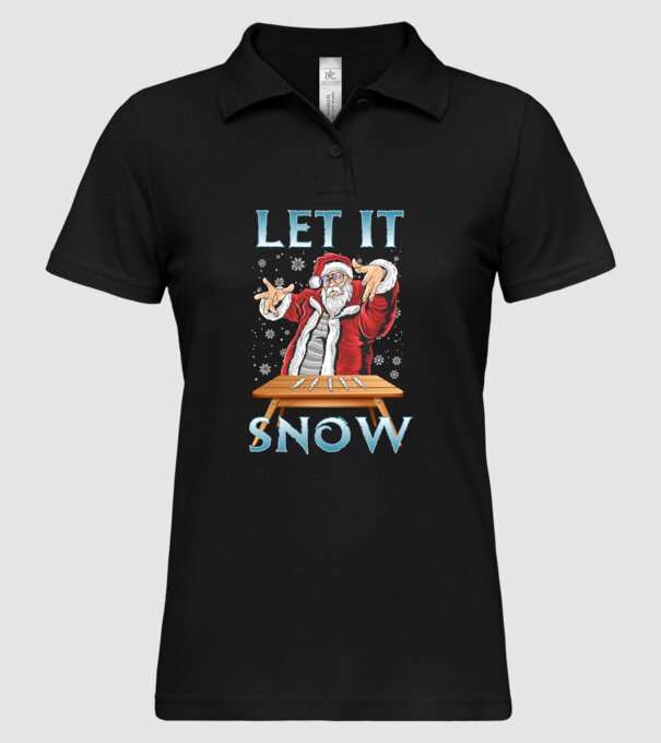 Let it Snow Mikulás minta fekete pólón