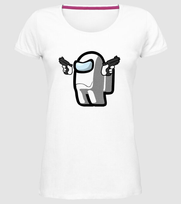 Pew Pew Impostor minta fehér pólón