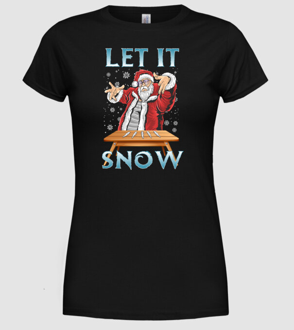 Let it Snow Mikulás minta fekete pólón