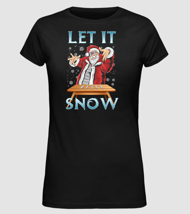 Let it Snow Mikulás minta fekete pólón