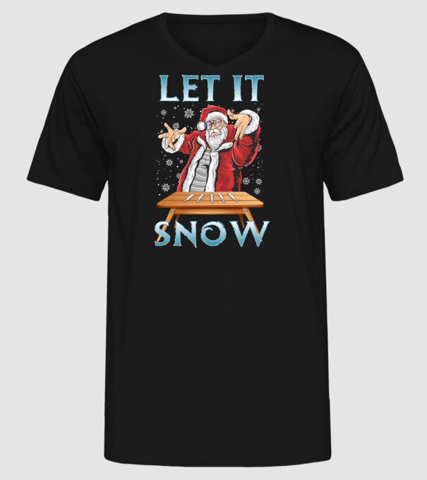Let it Snow Mikulás minta fekete pólón