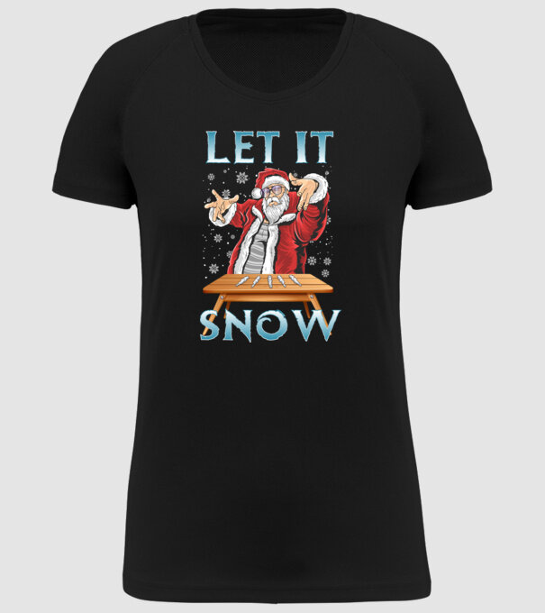 Let it Snow Mikulás minta fekete pólón