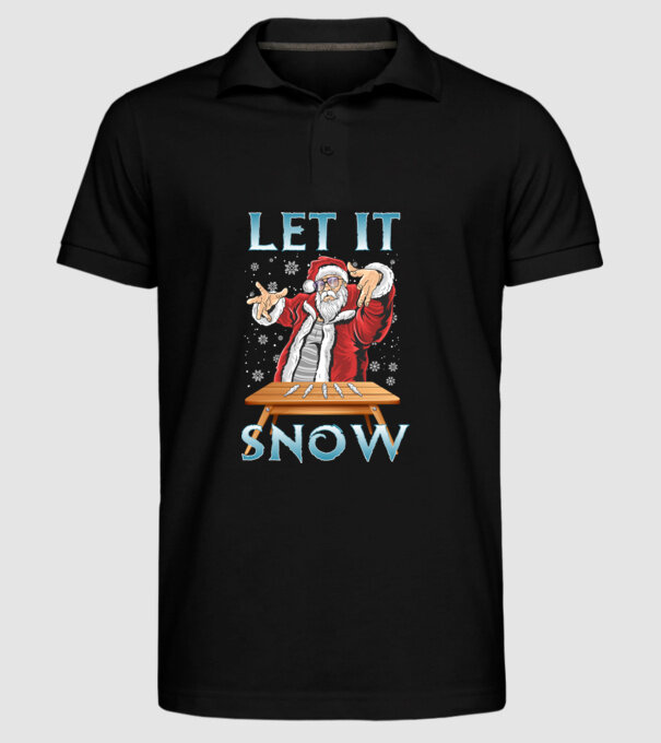 Let it Snow Mikulás minta fekete pólón