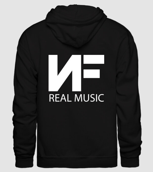 NF real music fehér minta fekete pólón