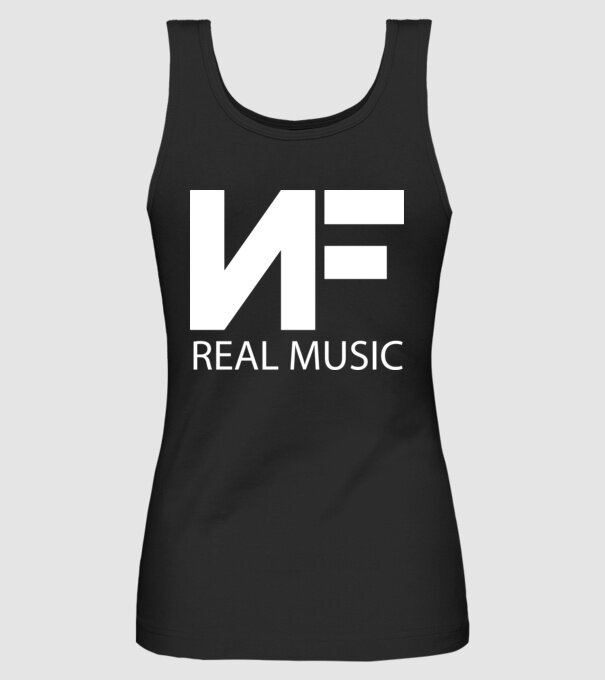 NF real music fehér minta fekete pólón