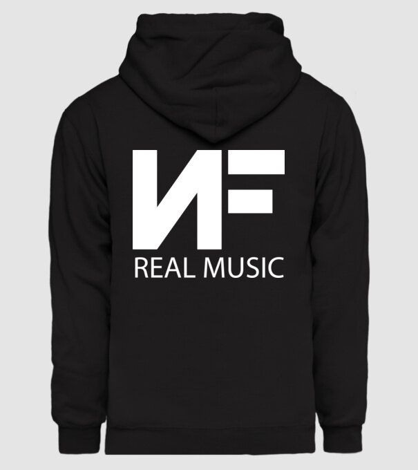 NF real music fehér minta fekete pólón