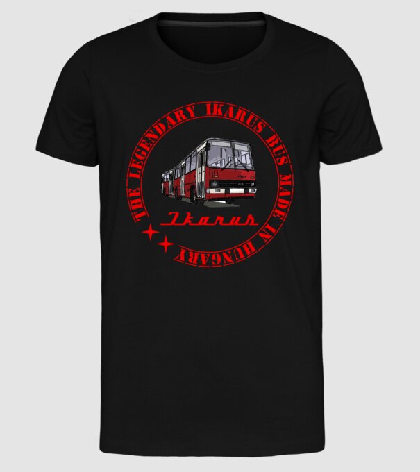 Ikarus busz színezhető minta minta fekete pólón