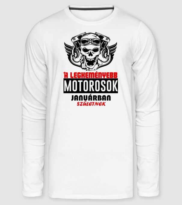 Legjobb motoros január minta fehér pólón