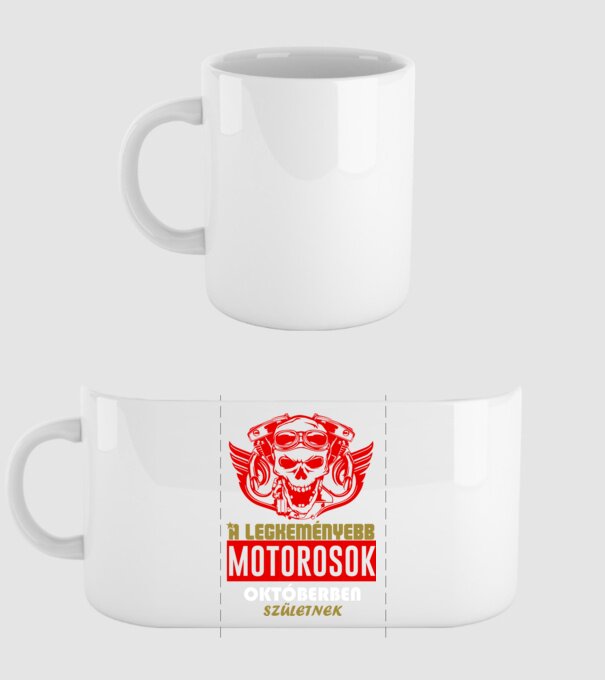Motoros október minta fehér pólón